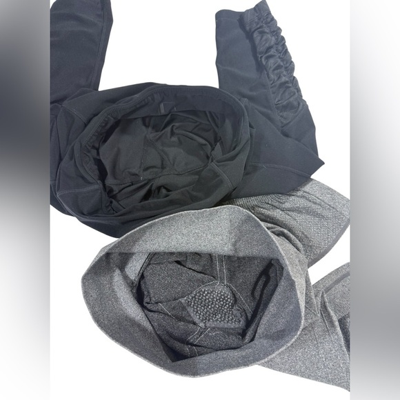 Bundle of 2 Cropped Leggings SzSm Black Gray Rouched Side Hem - Picture 6 of 14